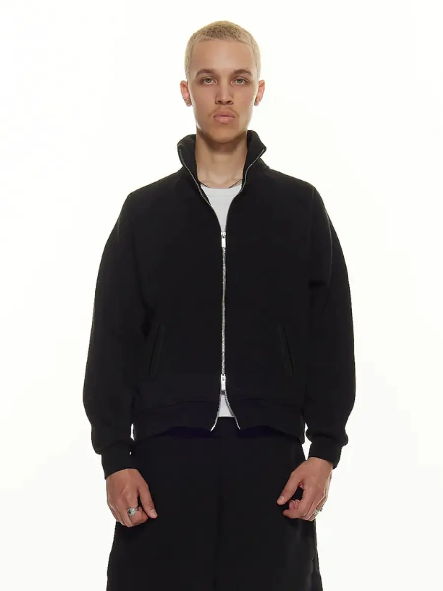 Cozy Boys American-Style Boxy Short Double-Zip Stand Collar Sweatshirt Autumn and Winter Heavyweight 500g Cardigan Jacket Men's Trendy