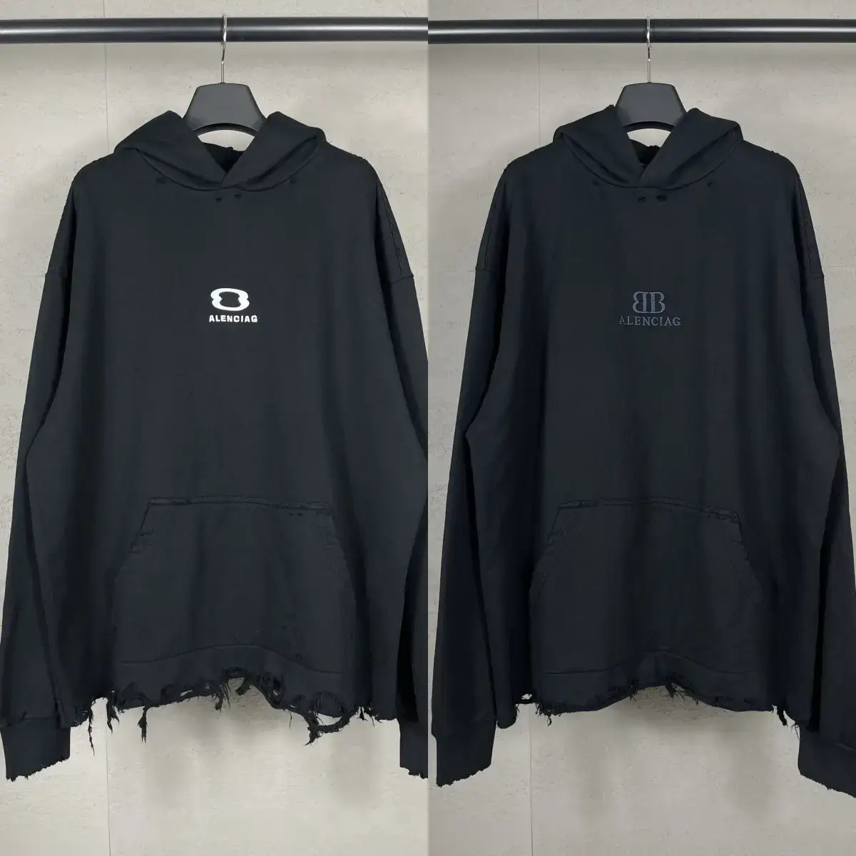 Balenciaga BB Logo Distressed Hoodie