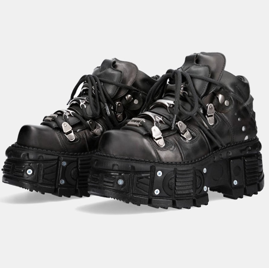 Retro Spanish Tank-Soled Metal High-Top Shoes Cowhide Thick-Soled Small Leather Shoes Dark Punk Platform-Soled Shoes for Women Foto QC de 1688 na Qualit.ly