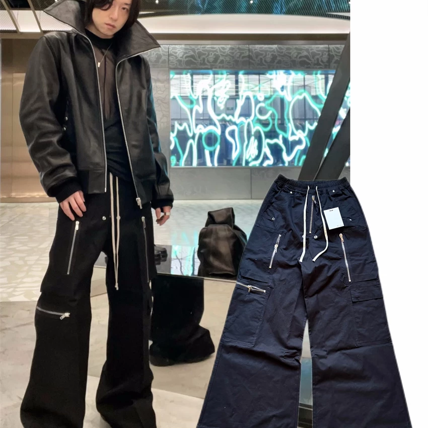 RO style original standard new Cargo multi pocket zipper loose wide leg elastic horn mopping work pants?