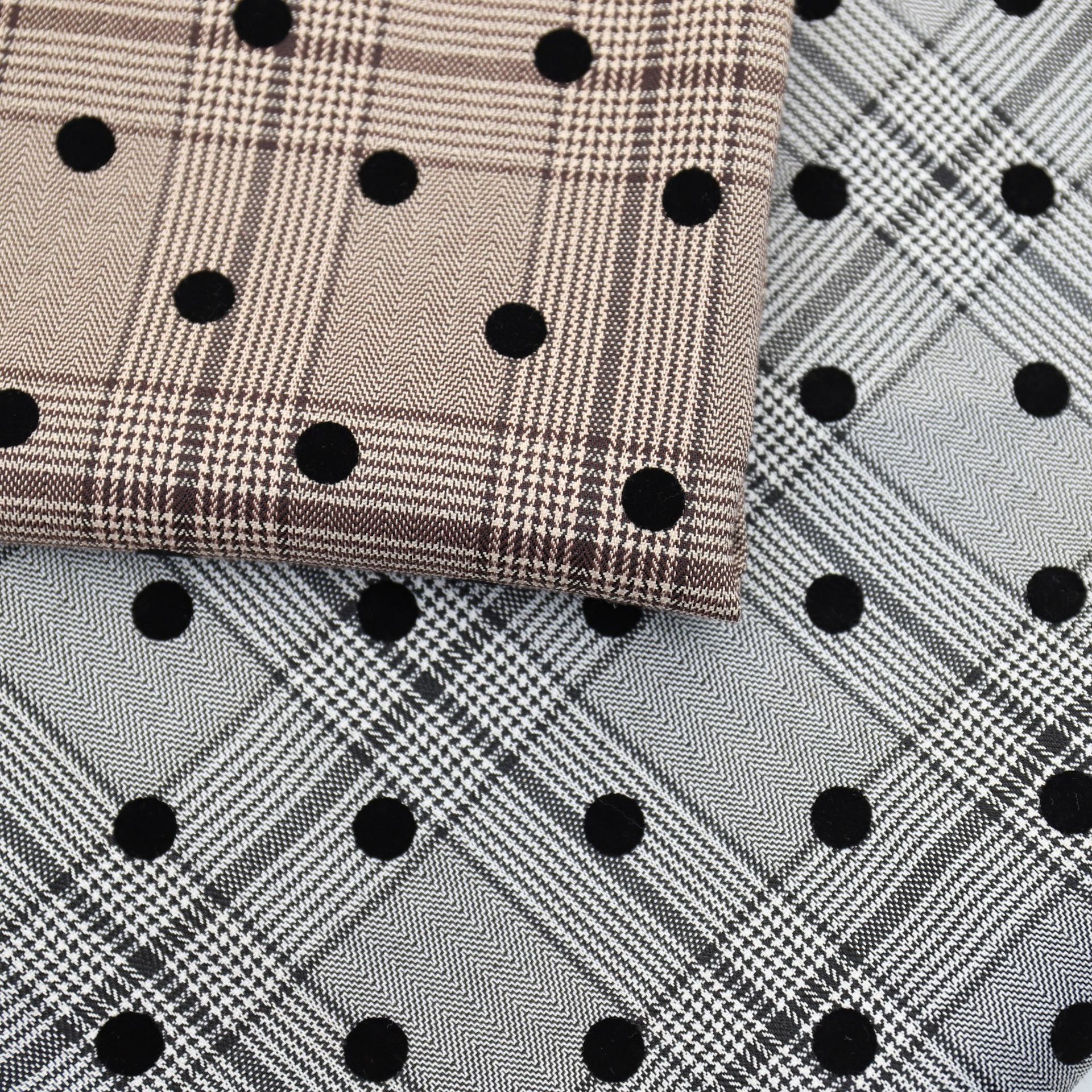 TR yarn-dyed stretch herringbox striped plaid dot flocking coat dress fashion hat luggage shoes fabric
