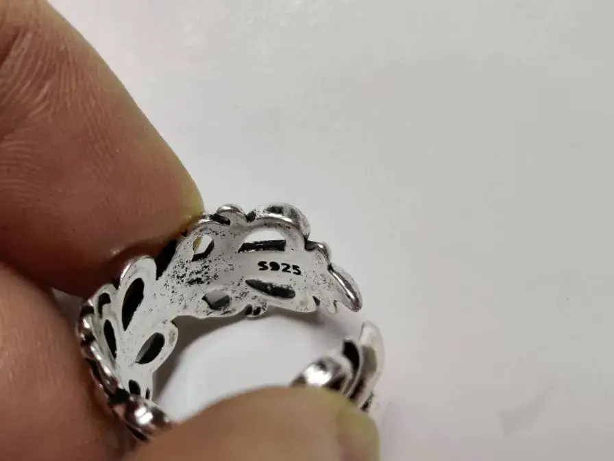 Lan Zhi 925 Sterling Silver Ring Personality Punk Exaggerated Design Sense Jewelry Hip Hop Open Ring Not Falling Niche