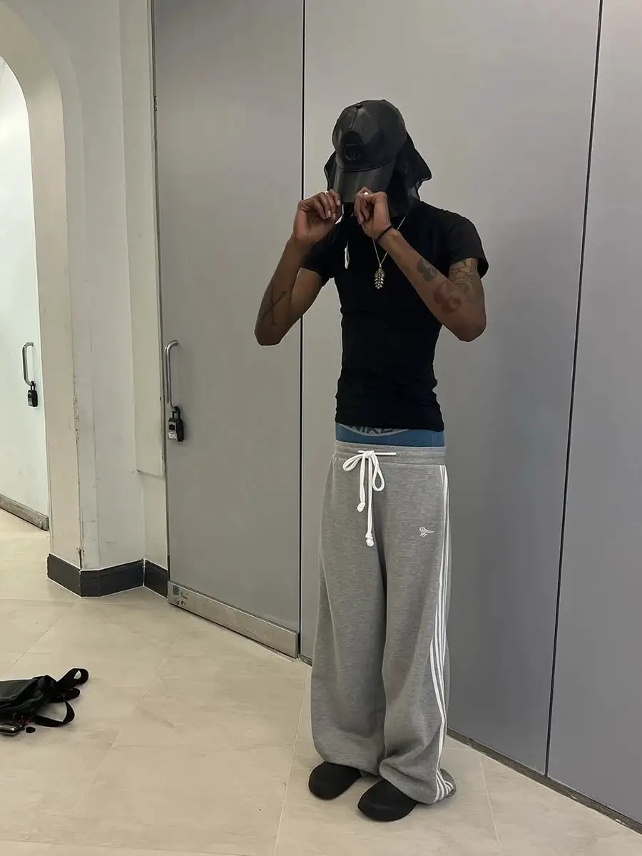Street-Style American Five-Stripe Drawstring Sweatpants, Loose Straight-Leg Casual Pants, Trendy Versatile Long Pants for Men
