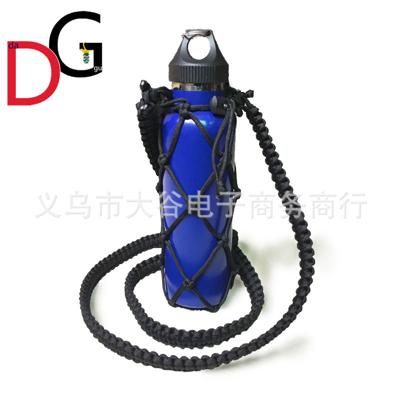 Amazon Hot Selling Outdoor 7 Core Umbrella Rope Woven Thermos Kettle Mesh Bag Sports Water Bottle Shoulder Strap Water Bag
