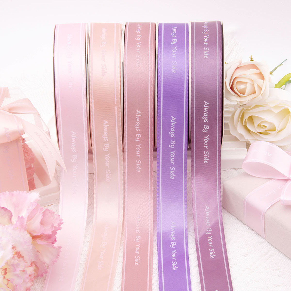 2.5cm Printed Polyester Ribbon English Letter Ribbon Holiday Gift Packaging Flower Cake Decorative Ribbon