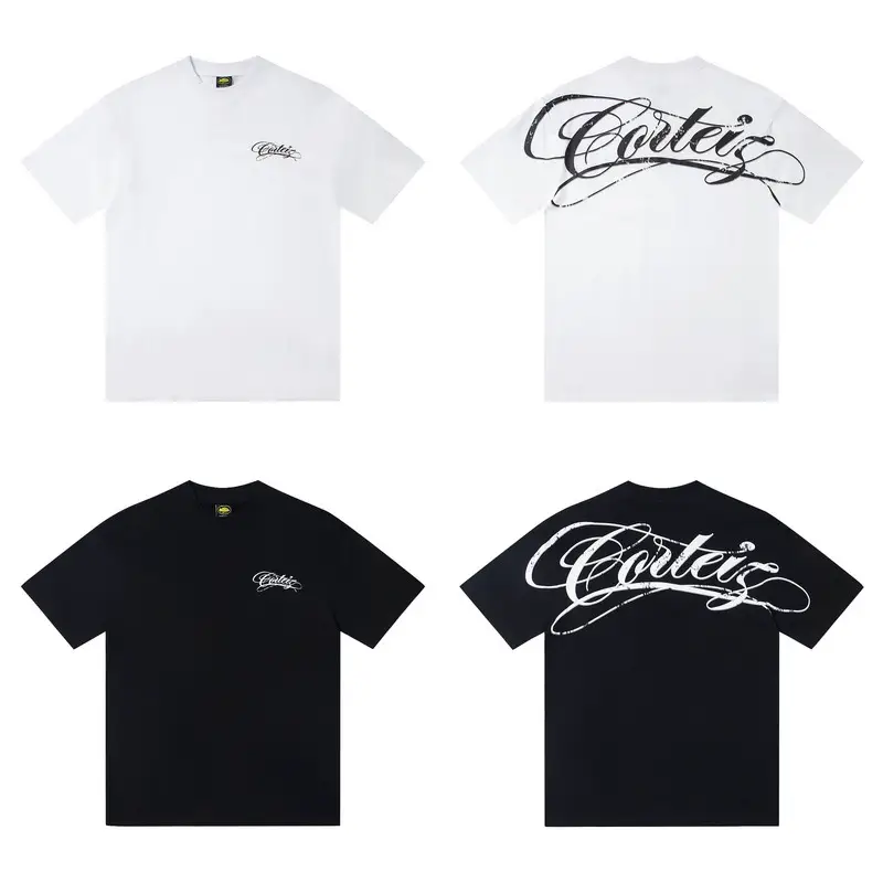 Corteiz American High Street Fashion Brand Summer Alcatraz Cursive Letter Printing Men's and Women's Loose Casual Short-Sleeved T-Shirts