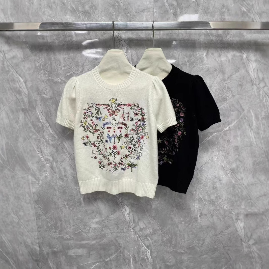 Non-market goods correct version of high-end women's clothing xiaoxiang wind early spring monet garden flower thin sweater short sleeve women