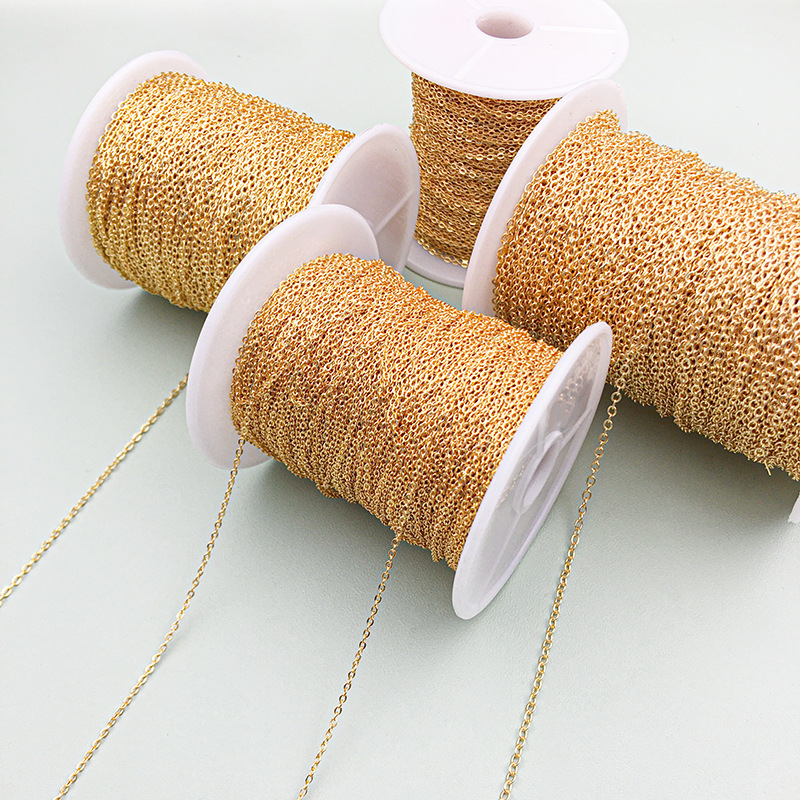 1 meter 18K copper plated real gold chain O Word chain fine chain tassel extension necklace bracelet diy jewelry accessories wholesale