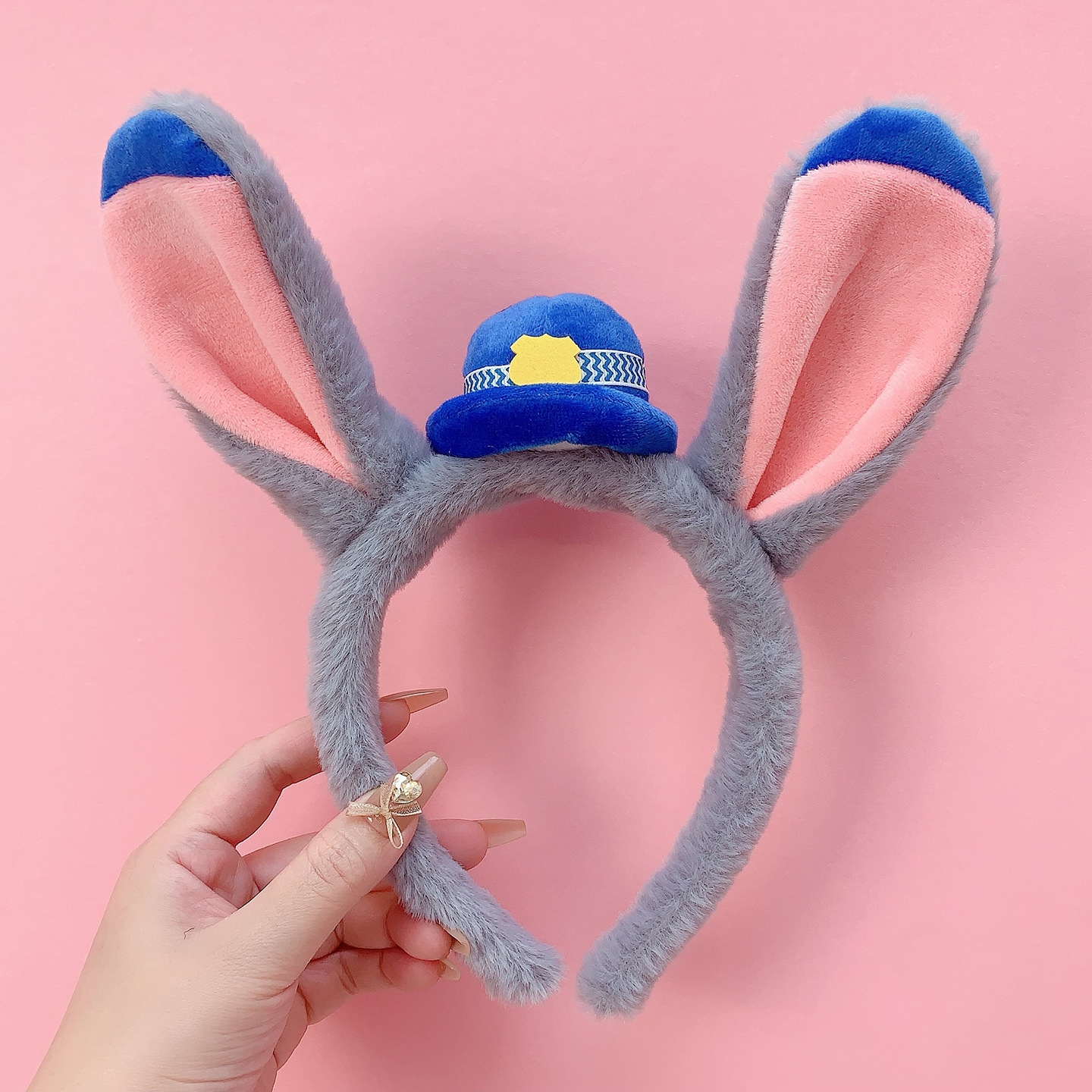 Cute Bunny Police Officer Bunny Ears Headband Cartoon Performance Headwear Amusement Park Adorable Hairpin Funny Photo Headband