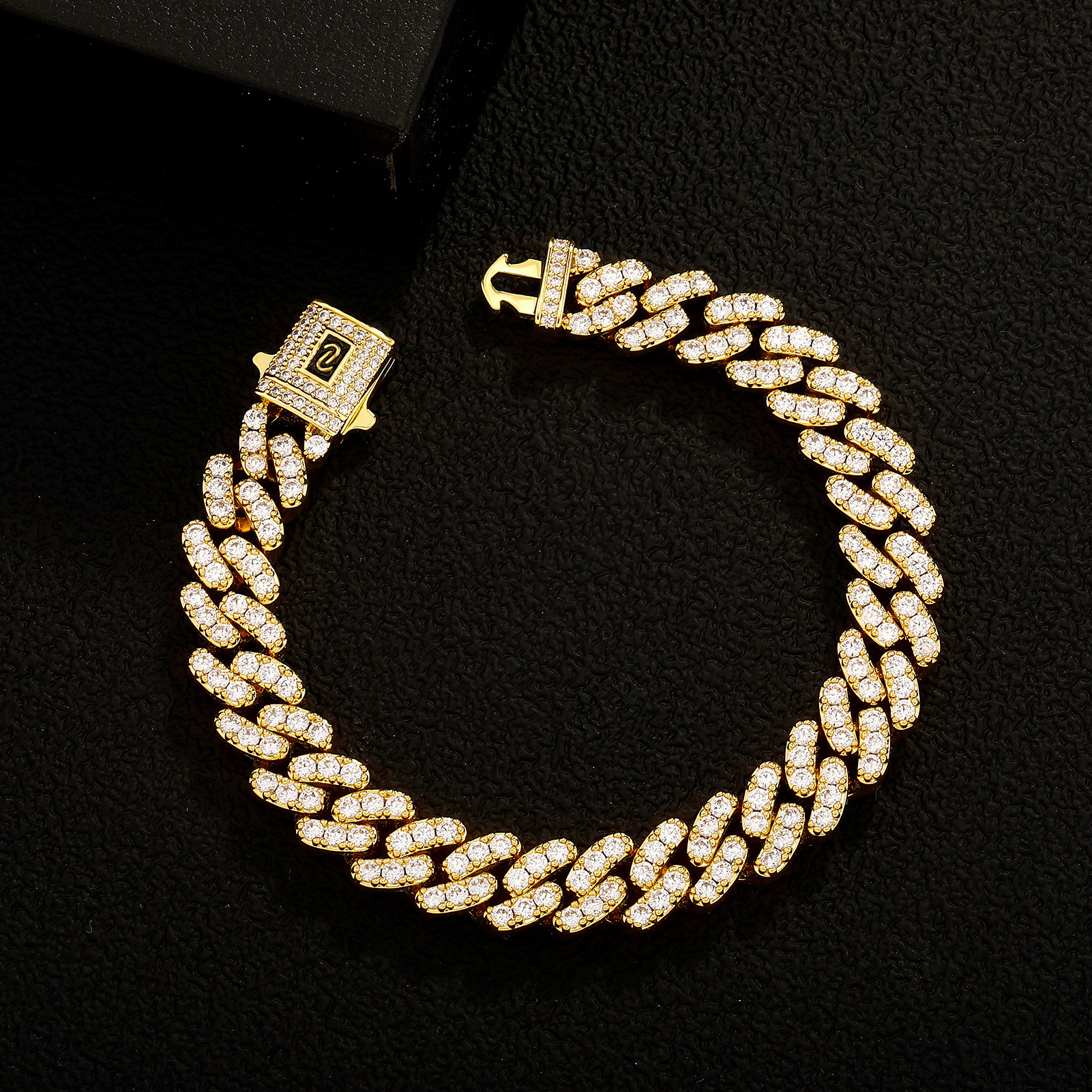 European and American Hip-Hop 9mm Single-Row Zircon Cuban Bracelet Cross-Border Simple Personalized Couple Anklet Jewelry Wholesale for Women