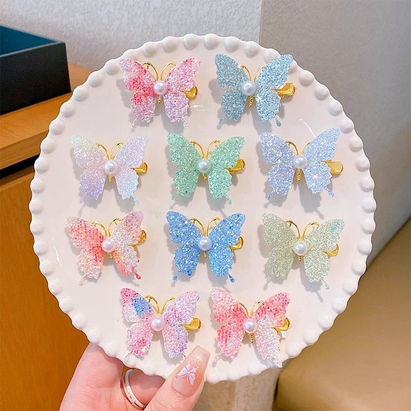 Super Fairy Colorful Butterfly Hairpin 2025 Moving Butterfly Broken Hair Fake Kidsren's Stereo Hairpin Headdress Does Not Hurt Hair