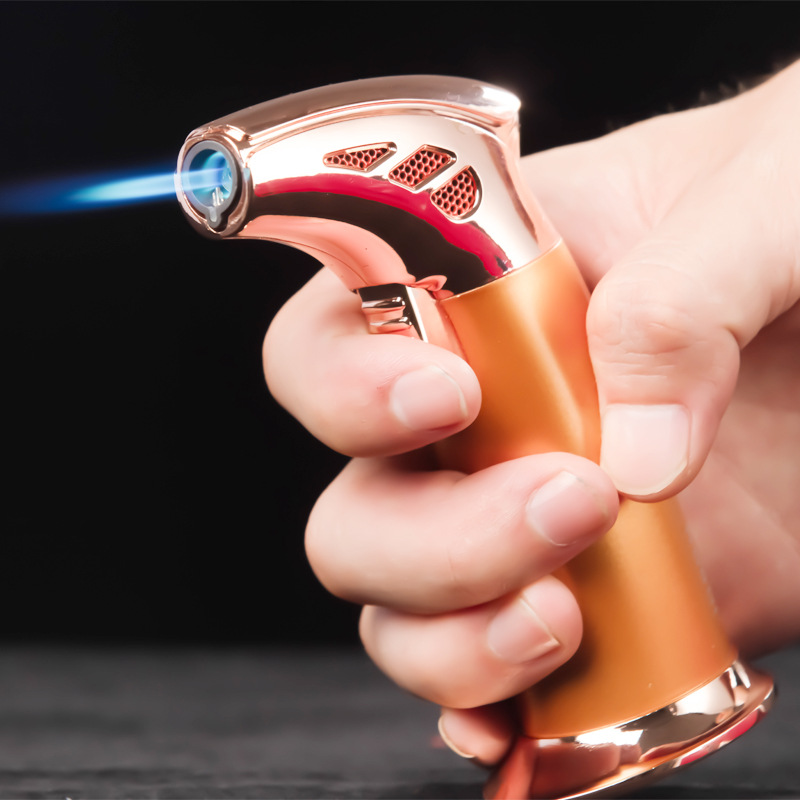 JOBON inflatable windproof lighter straight high temperature spray gun metal fire gun cigar moxibustion Dental