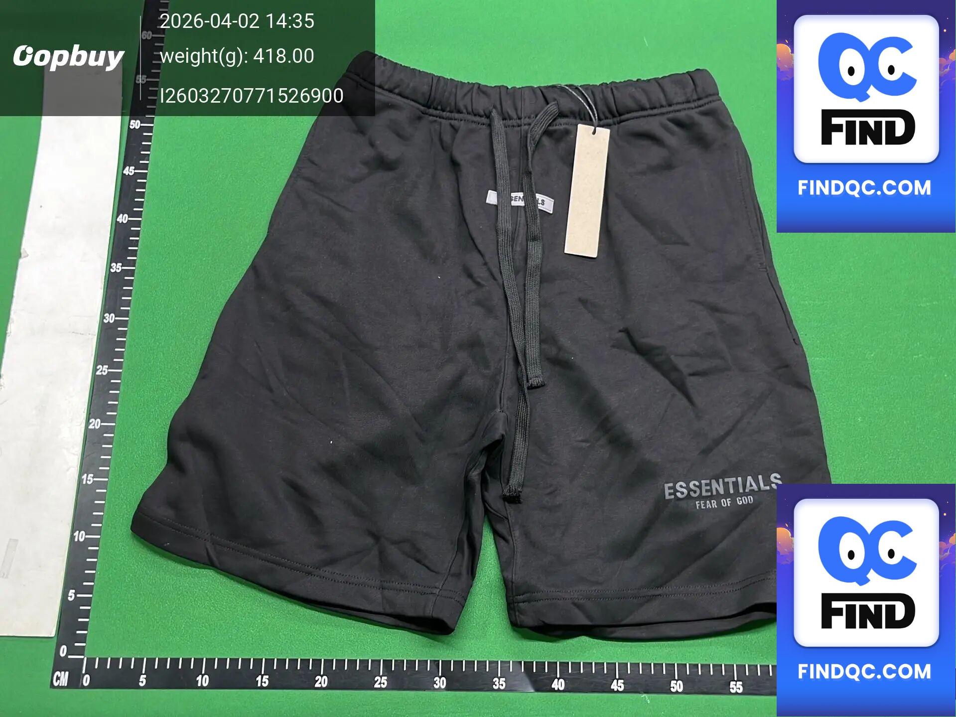 Essentials Fear of God Black Shorts — QC-foto 3