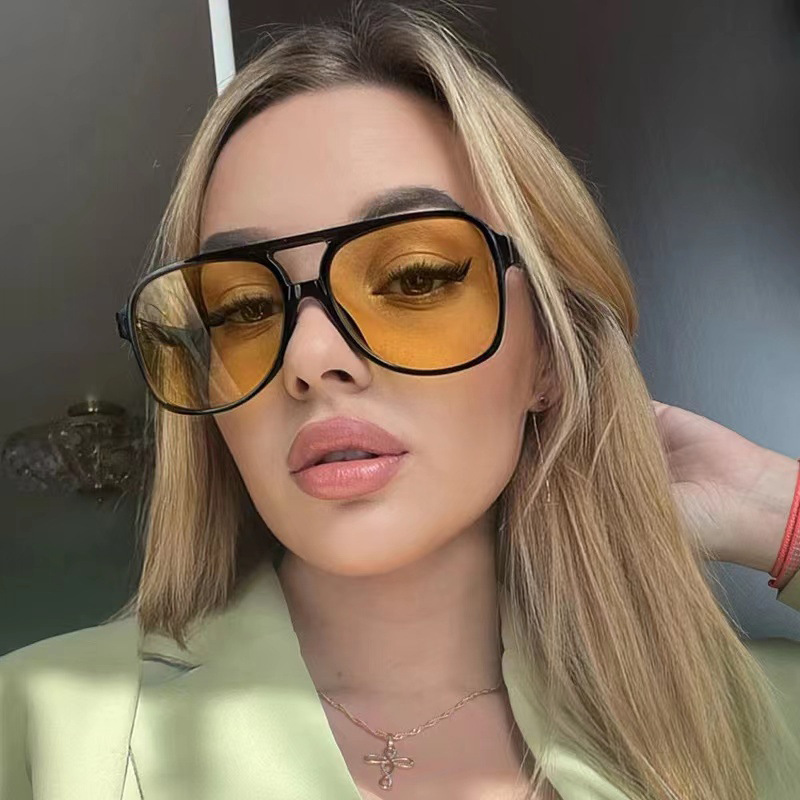 European and American Cross-Border Retro Double Bridge Sunglasses 2024 New Trendy Ins Personalized Large Frame Popular Same Toad Sunglasses