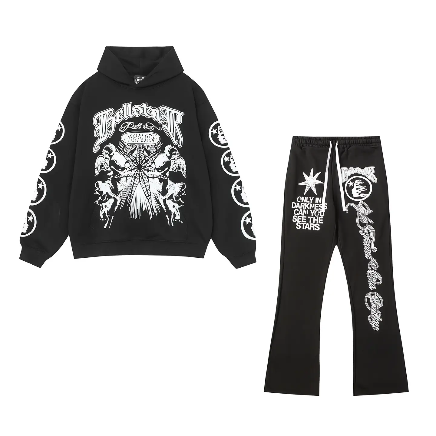 Cross-Border 24Ss Autum New Hell Star American Trendy Brand Sport Hoodie Sweatshirt and Sweatpants Suit