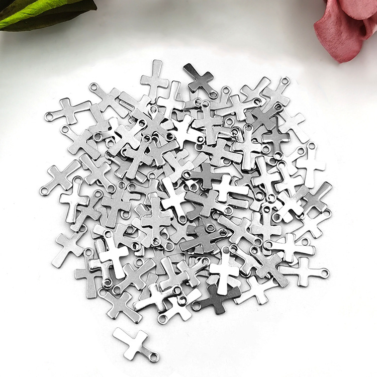 Stainless Steel Cross Small Pendant Regular Cross-shaped Handmade Small Tag diy Jewelry Accessories Wholesale