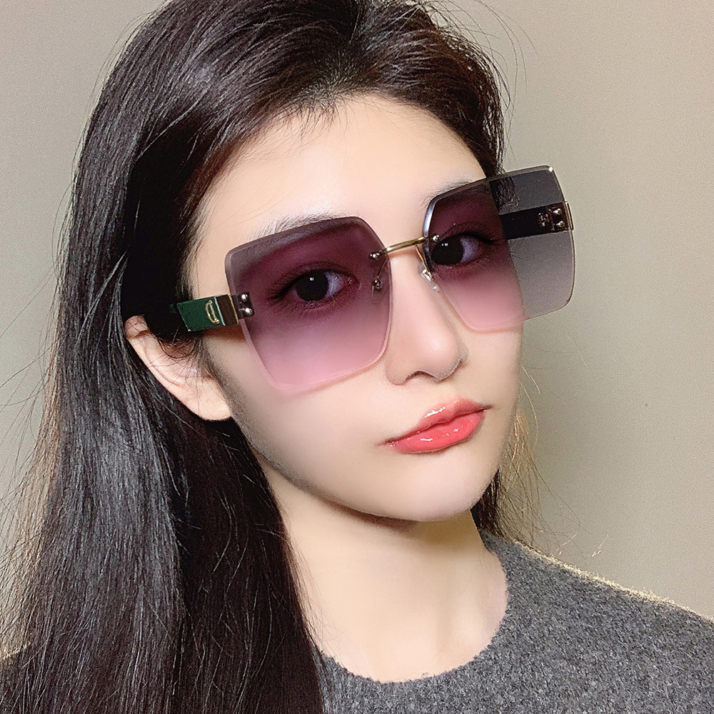 New High-End D-Brand Women's Trendy Frameless Cut-Edge Sunglasses, Street Style, Same Model as on Xiaohongshu and Douyin, Popular on Instagram