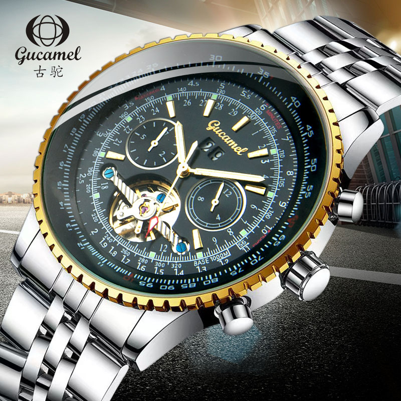 Gucamel factory watch men's hollow Tourbillon large dial Business Men's automatic mechanical watch men's watch wholesale