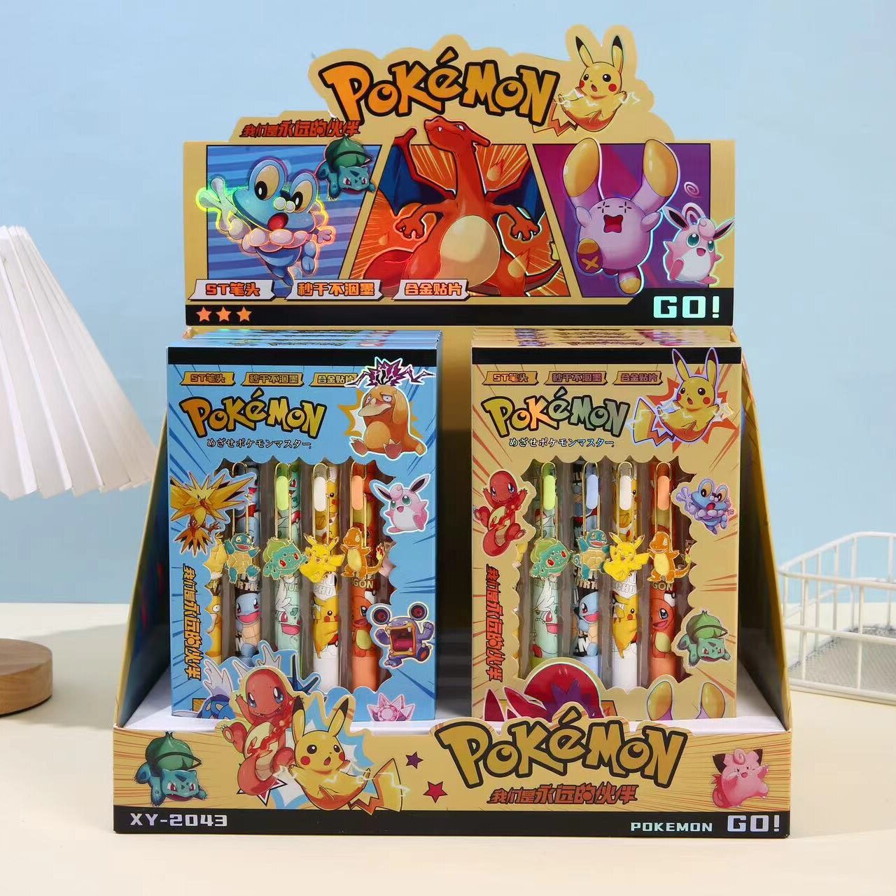 New Baokemeng Pikachu gel pen high color value alloy patch pen stationery student writing pen wholesale suit