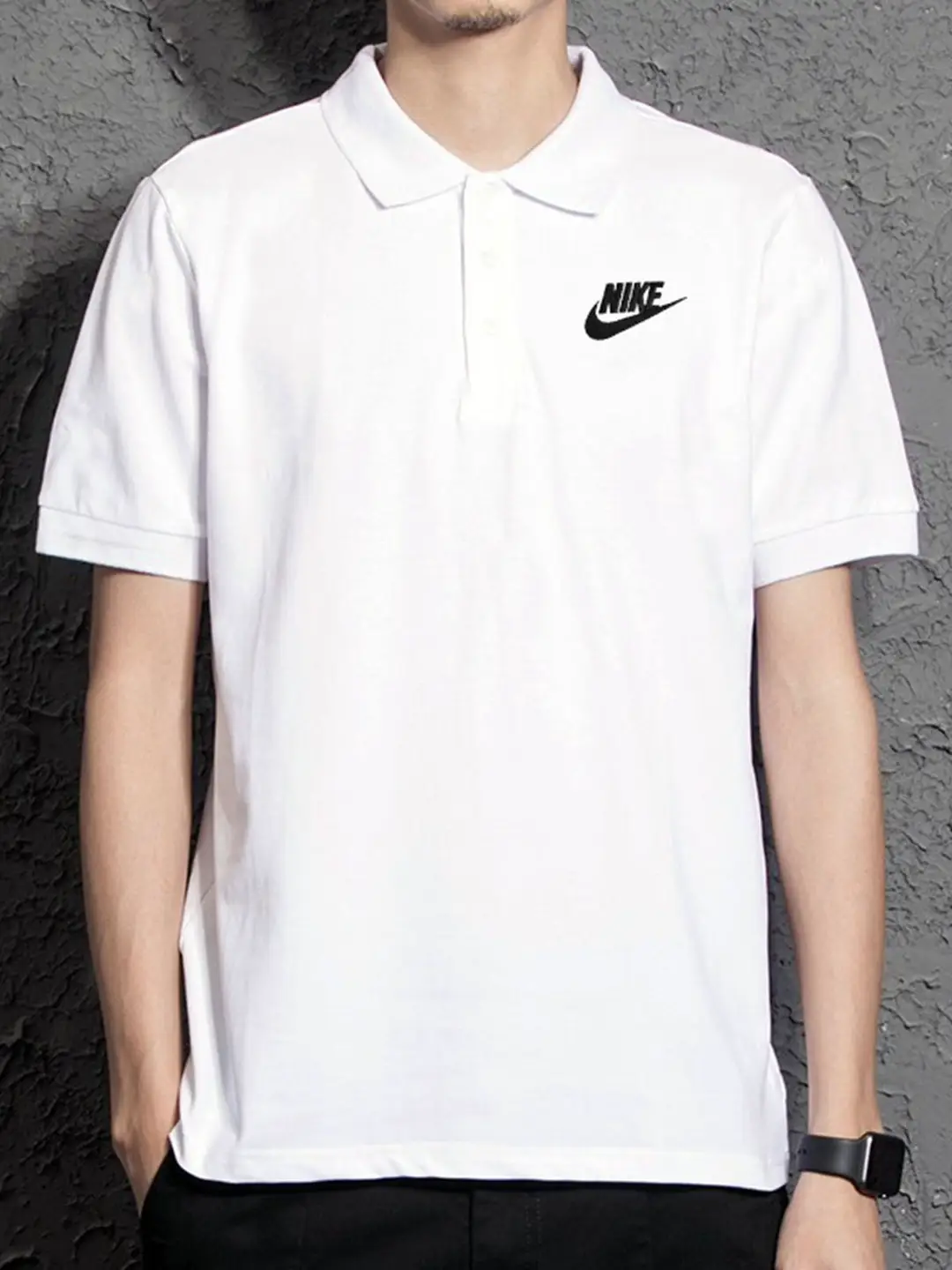 Nike Polo Shirt T-Shirt 2025 New arrival Men's Breathable Running Training Fitness Cycling White Stand Collar shirt Short Sleeves