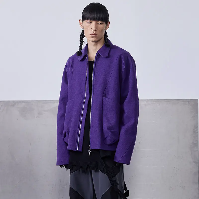 Roaringwild/Roaring Beast Main Line Purple Geometric Cut Structure Wool Material jacket [Hot Selling]