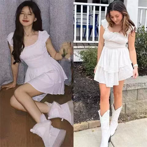 Princess Polly White Off-Shoulder Tight Skirt Zhao Lusi's Same Slimming Look Ruffled Pure Color Dress