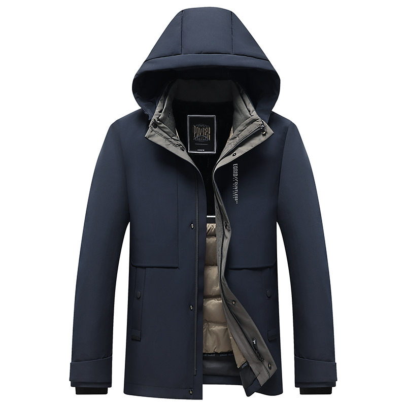 Light Luxury Men's Down Jacket Winter New Cold Warm Fashionable Casual Detachable White Duck Down Jacket Men's Thick
