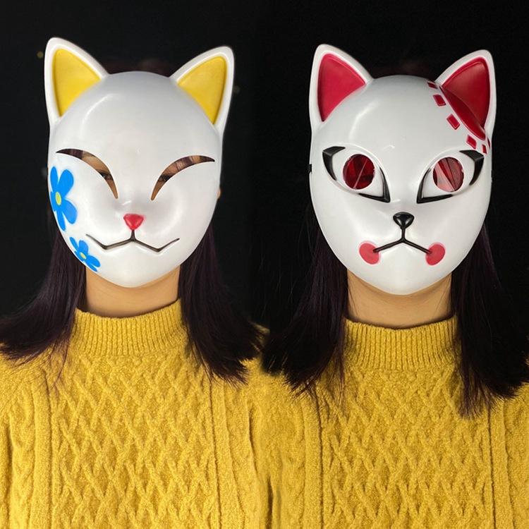 Ghost kill blade town rabbit mask animation with cos stove door hand-painted performance fox animation charcoal lang mask