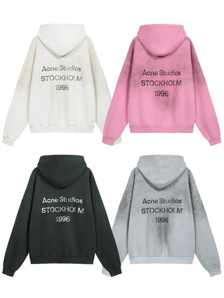 American Niche Trendy Brand AC Washed Old Wear 1996 Letter Hoodie Couple Men's and Women's Loose Cross-border Sweater