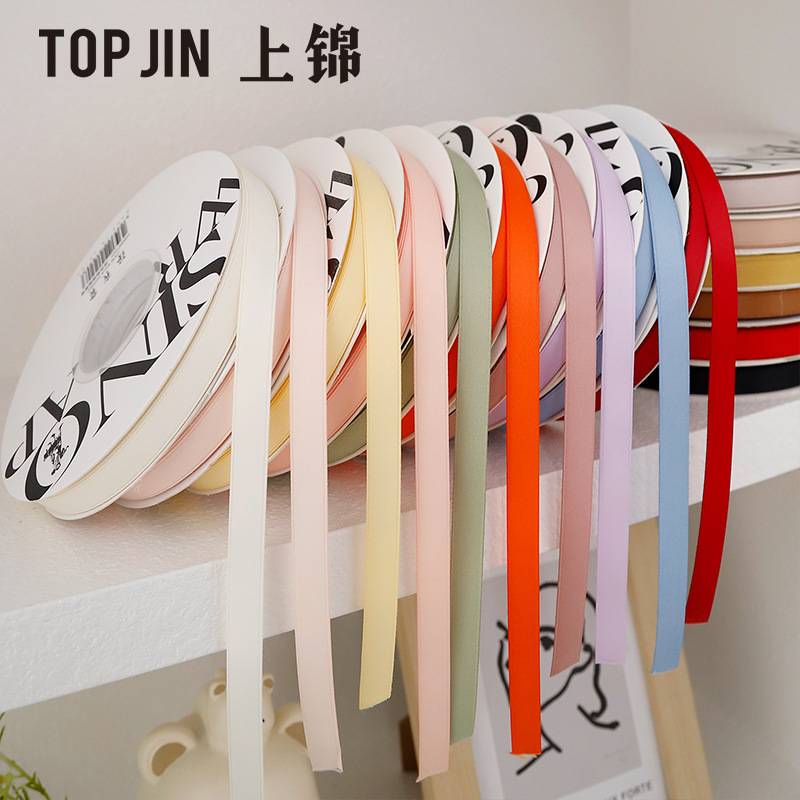 Shangjin 1.0cm Matte Ribbon Double-Sided Matte Satin Ribbon Flower Bouquet Binding Ribbon Baking Ribbon Floral Ribbon