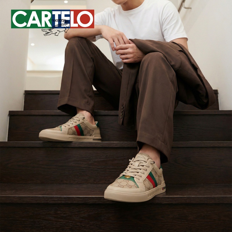 Cartelo Crocodile Sneakers for Men 2026 New Summer Breathable Mesh Shoes Retro Versatile Sports Thick-Soled Casual Shoes