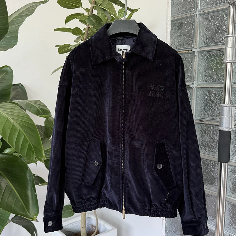 (Mie Shi Zong Zong) Mu style 25ss corduroy show style woven fabric embroidered logo short jacket jacket jacket