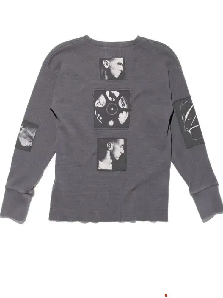 [in Production] Mount Fuji Independent Erd24Fw Dark Gray Ls Combination Patchwork Washed and Distressed Waffle Knit Long Sleeves