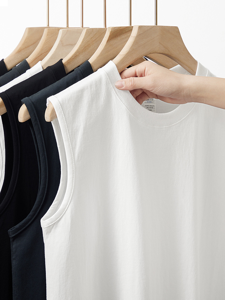 Loose Waistcoat Men's Sports Vest Summer Neutral Casual Pure Cotton Round Neck Sleeveless T-shirt Breathable T-shirt for Men tee
