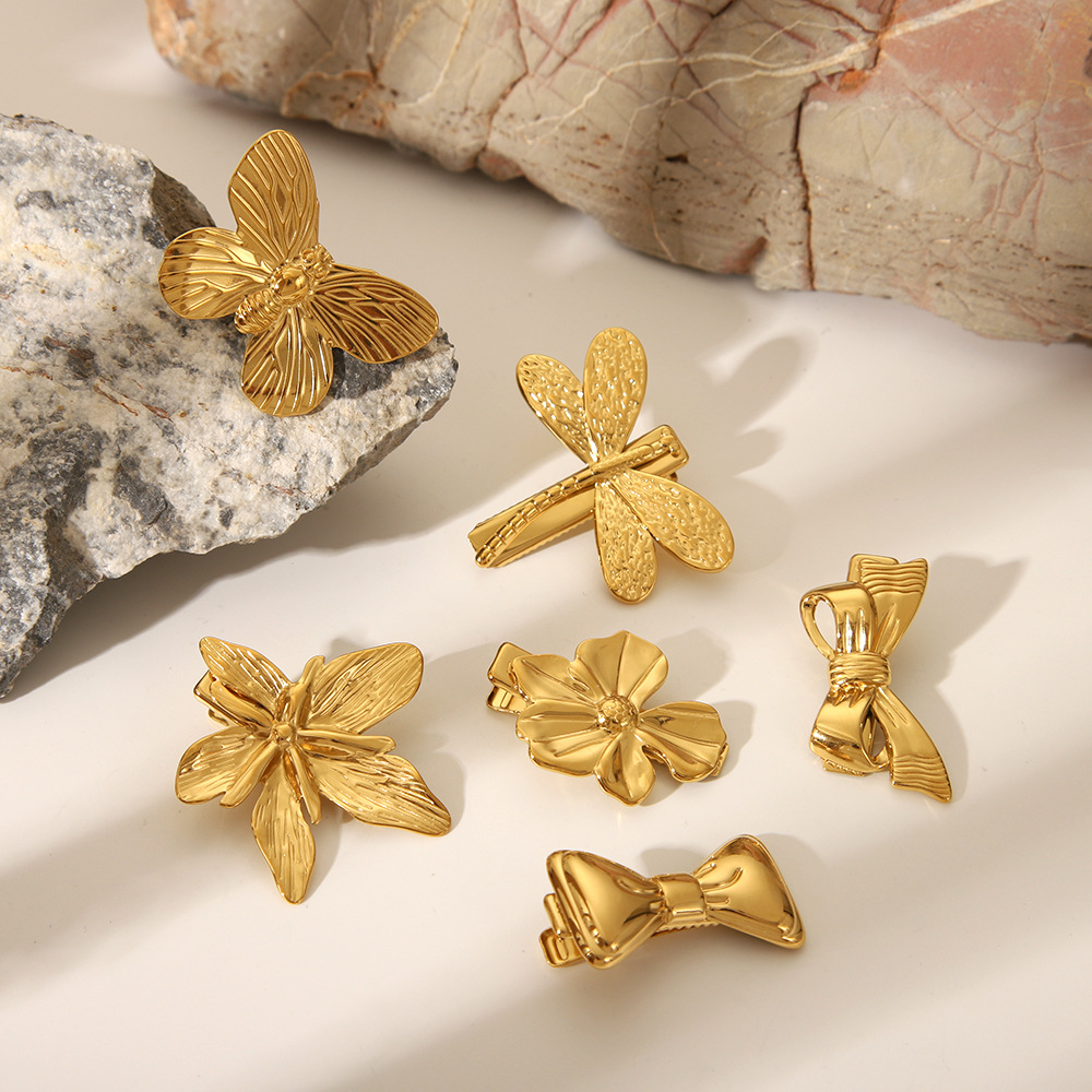 New Chinese Style New Style Stainless Steel Clip Dragonfly Bow Hairpin Women's Side High-grade Fadeless Hair Accessories Headdress