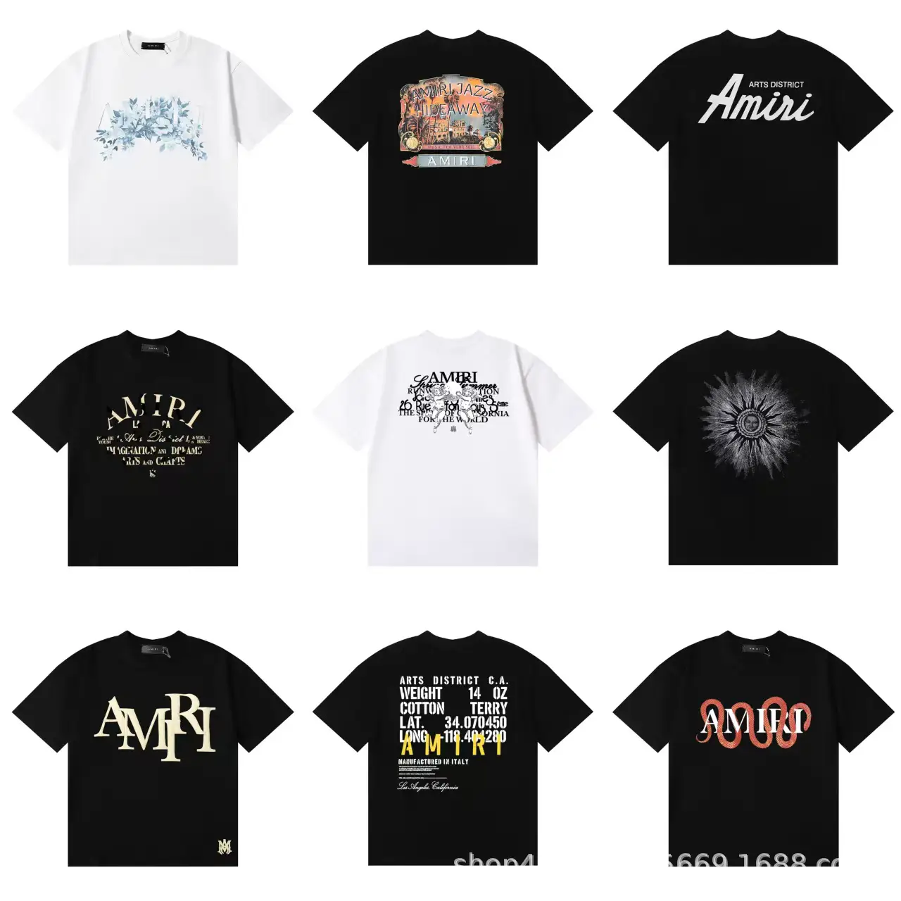 AM1R1 ICON Niche Trendy Brand Peace Dove Letter Printing Round Neck Loose Short-sleeved T-shirt Cross-border Wholesale