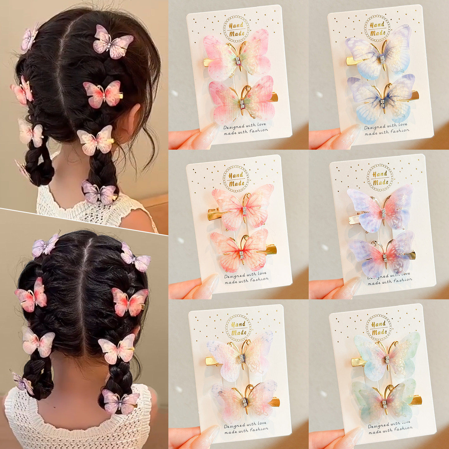 Super Fairy Bow Hair Clip with Moving Butterfly Wings, 3D Dynamic Hairpin for Children, Hair Accessory That Doesn'T Damage Hair
