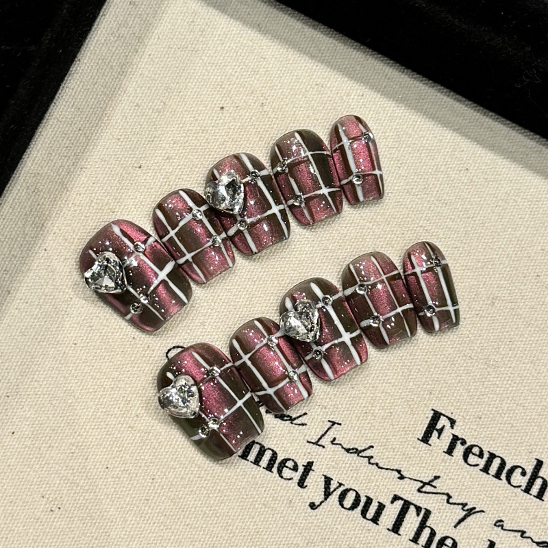 Reckman [Chessboard Love] New Hand-painted Chessboard Autumn and Winter Explosions Pure Hand-worn Manicure Wholesale