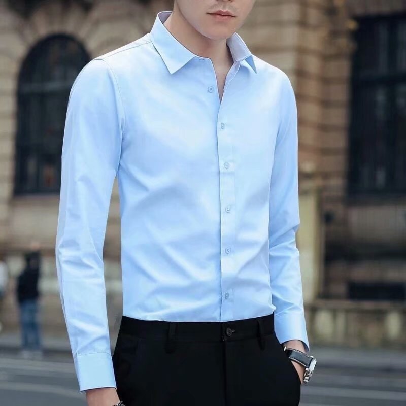 White Shirt Men's Long-sleeved Business Dress Slim-fit Korean Style Professional Working Men's White Large Size Casual Suit Shirt