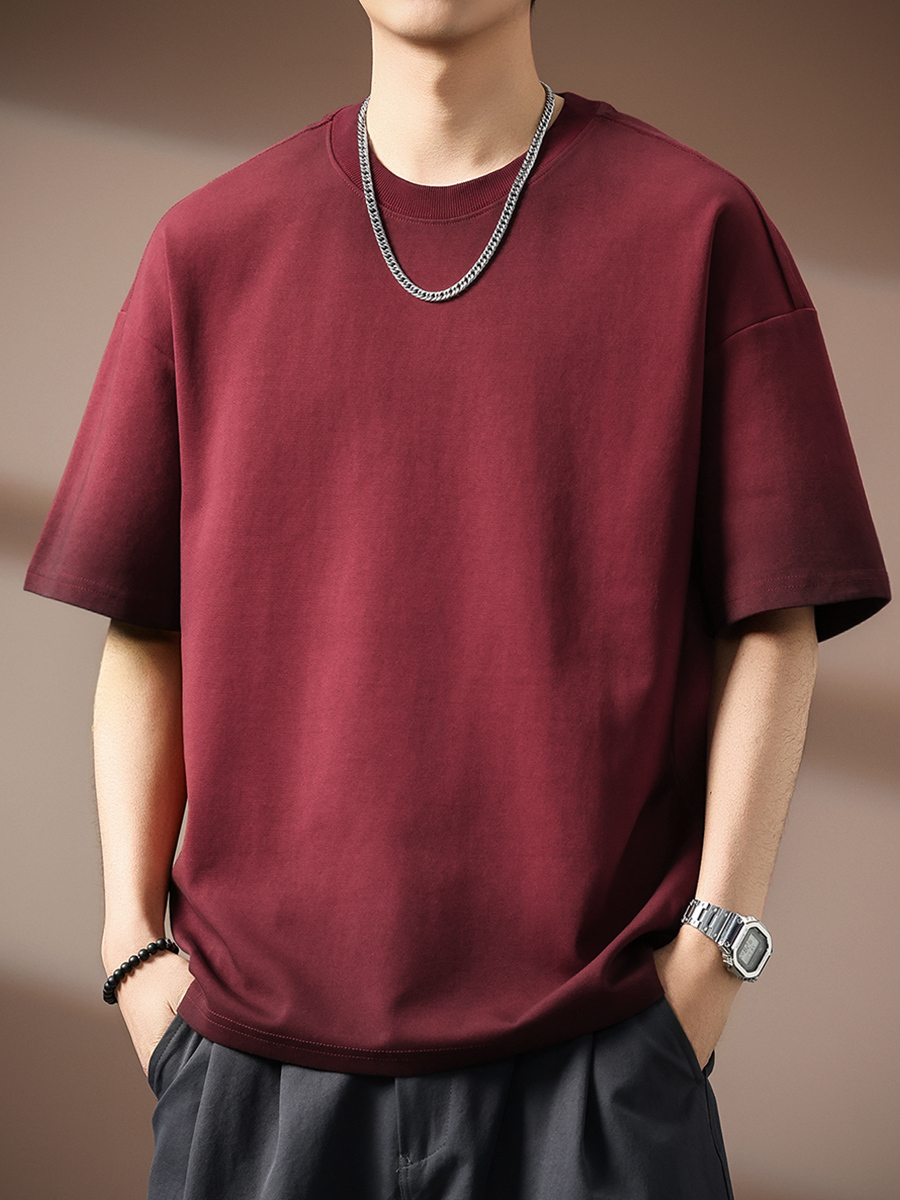 American-Style 300g Heavyweight Gradient Washed T-Shirt for Men, New Summer Casual Loose Retro Short-Sleeve Tee for Men