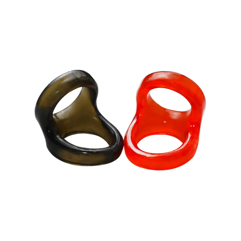 TPE two-way soft rubber penis scrotum restraint collar penis set female orgasm sex products lock ring