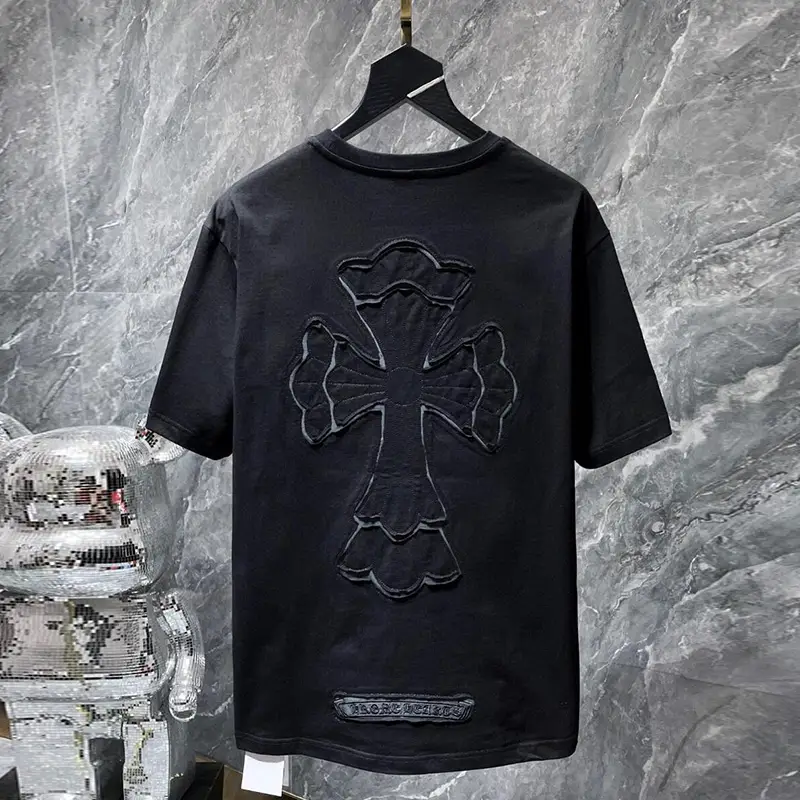 Trendy Kroko Heart Cross Leather T-Shirt Men's Short Sleeve 2025 New arrival pure cotton Clothes T-Shirt Casual Tops