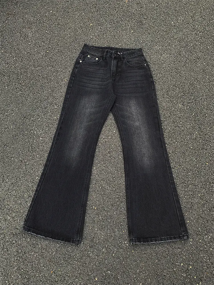 American vintage washed vintage black microblend jeans men's straight 100 skinny cleanfit pants