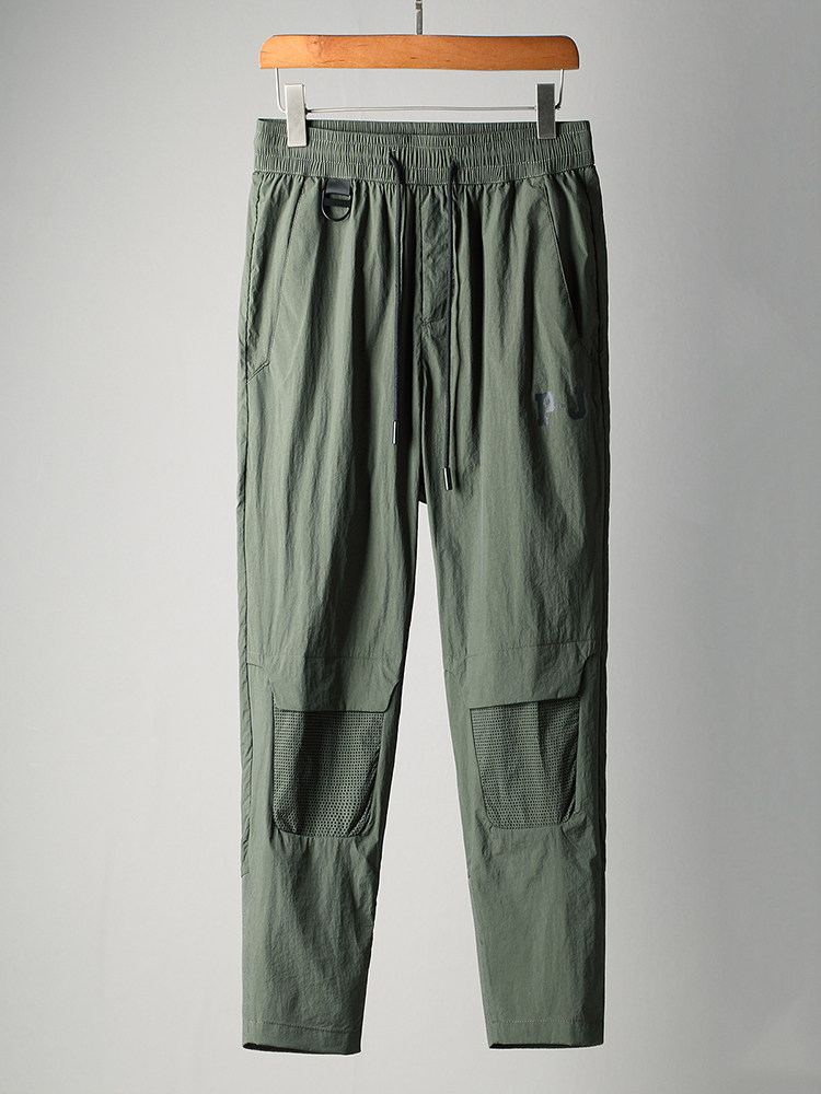 Summer Quality Men's Pants, Trendy Breathable Perforated Mesh Men's 7/8 Pants, Loose Mid-Length Casual Pants Foto QC de TAOBAO na Qualit.ly