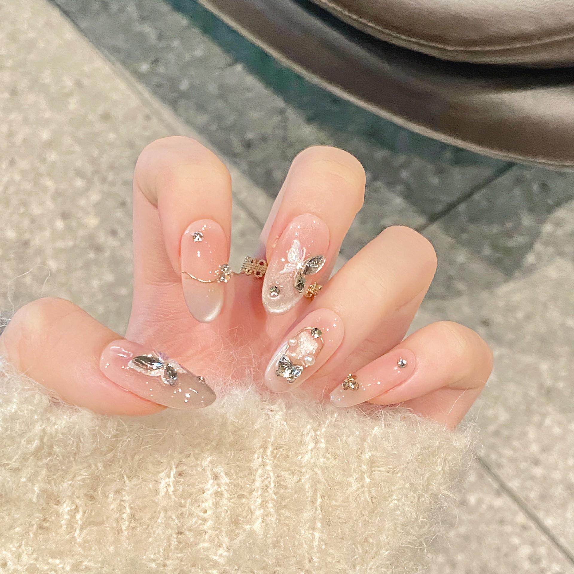 [Wings of the Plate] Hand-worn Armor Ice Blush Butterfly Cat's Eye Three-dimensional Gentle Temperament Removable Manicure