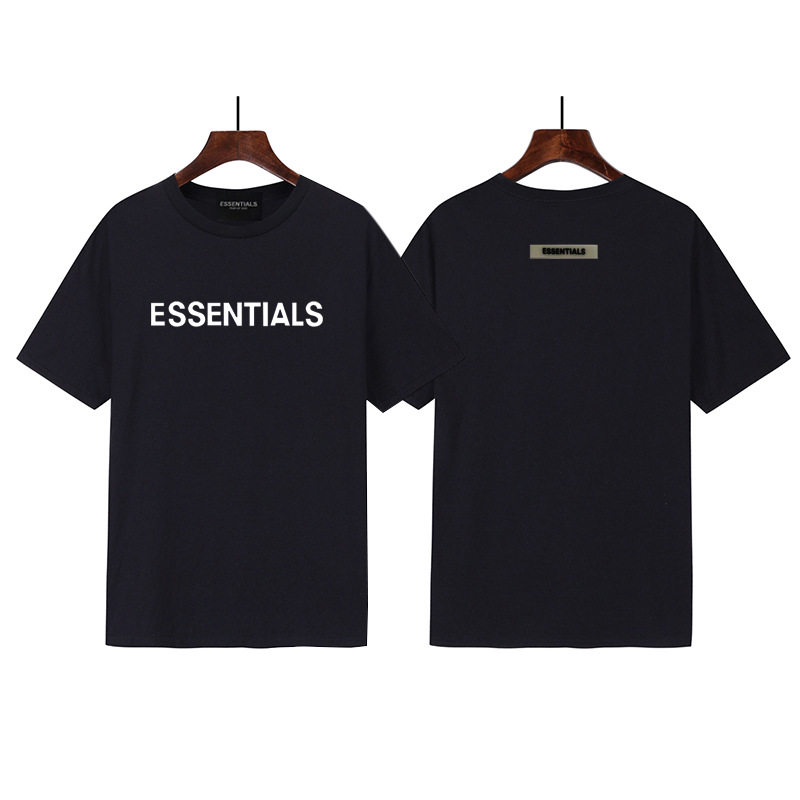 Essentials Fear of God Fashion Brand Pure Cotton T-Shirt Short-Sleeved Logo Heat-Printed Men's and Women's T-Shirt F Round Neck