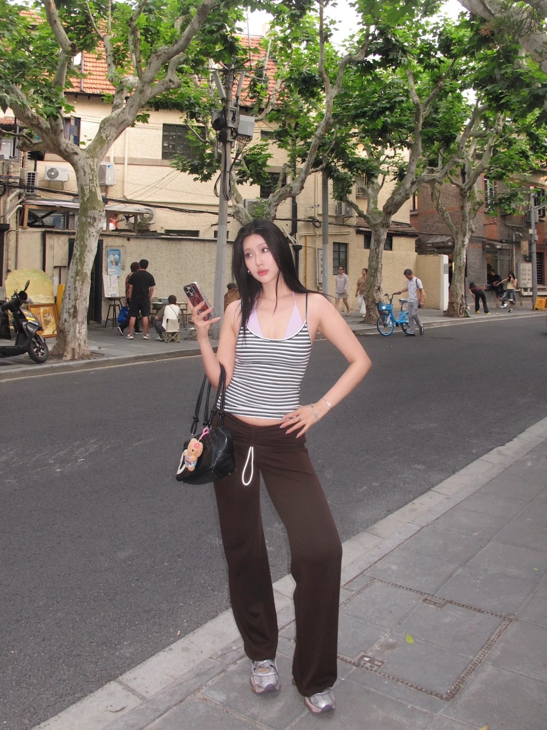 【Clearance No Returns/Exchanges】Nana's Same Style Waist-Tie Pleated Straight-Leg Pants Drawstring Slimming Flowy Sports Pants for Women