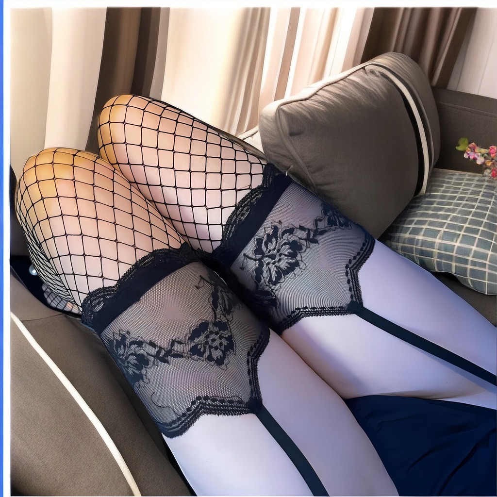 Sexy Stockings sling stockings lace black silk contrast color red edge stockings over the knee one-piece socks pure desire stockings