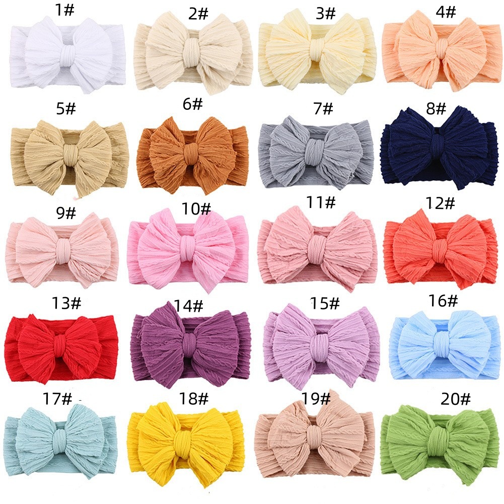 Cross-Border Simple Children's Hairband Baby Nylon Elastic Jacquard Headband Baby Bow Twist Pattern Sweet Hair Accessories
