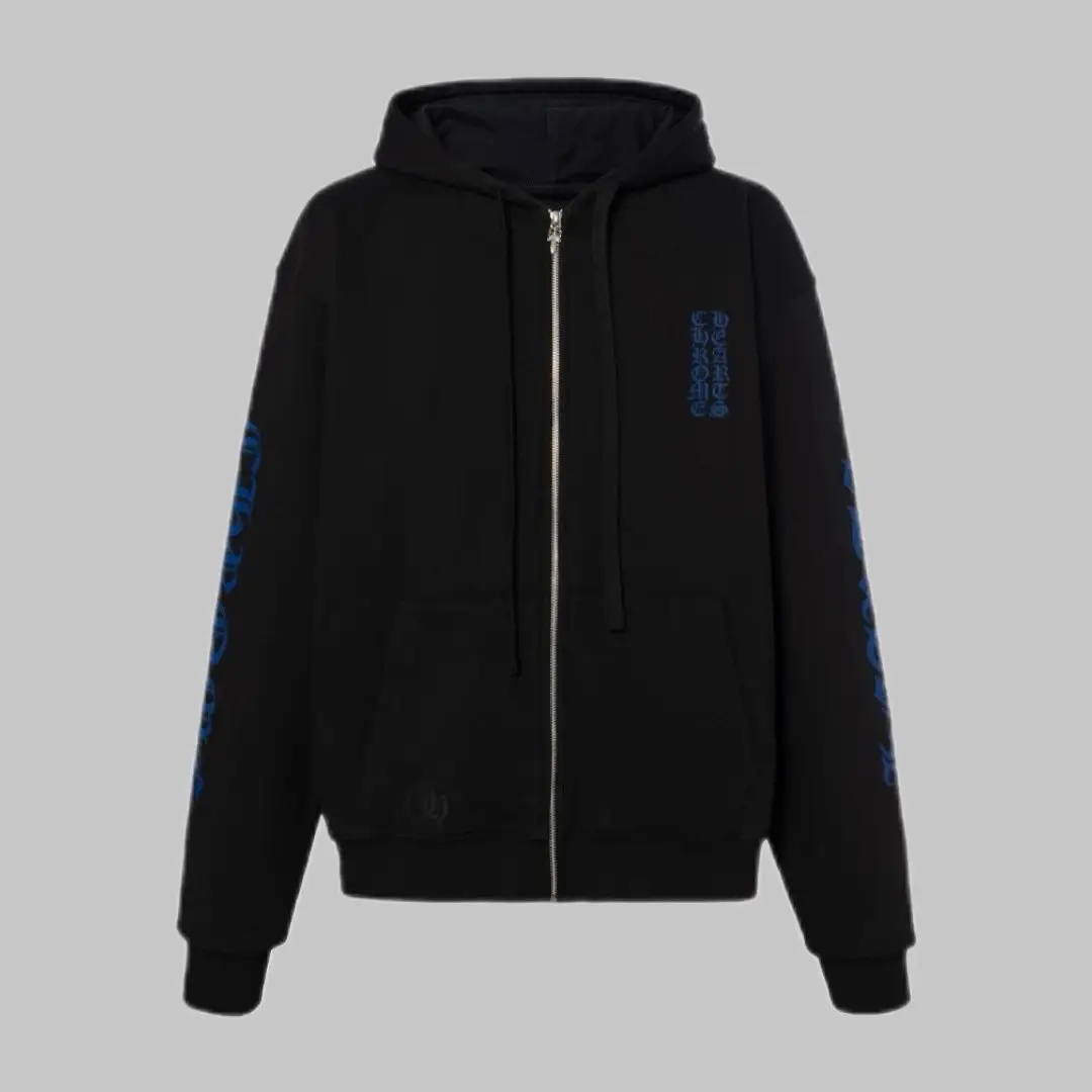 Chrome Hearts Zip Up Hoodie Black Blue
